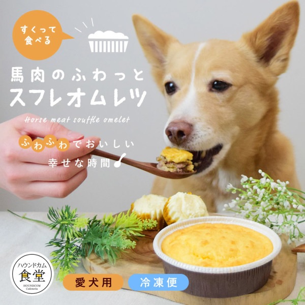 【タイムセール10％OFF】愛犬用手作りご飯 すくって食べる 馬肉のふわっとスフレオムレツ 【冷凍便】 【ハウンドカム食堂】