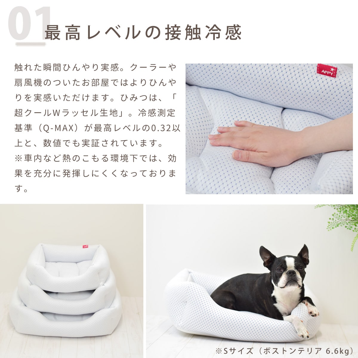 愛犬愛猫用】超クールWラッセルスクエア型ベッド S