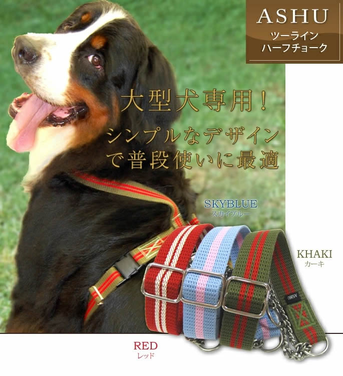 大型犬用ハーフチョーク｜ASHU ツーラインハーフチョーク&リード