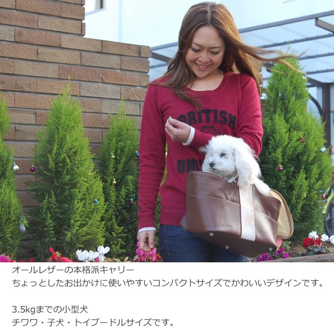犬用キャリーバッグ｜ASHU お出かけレザーキャリー 超小型犬