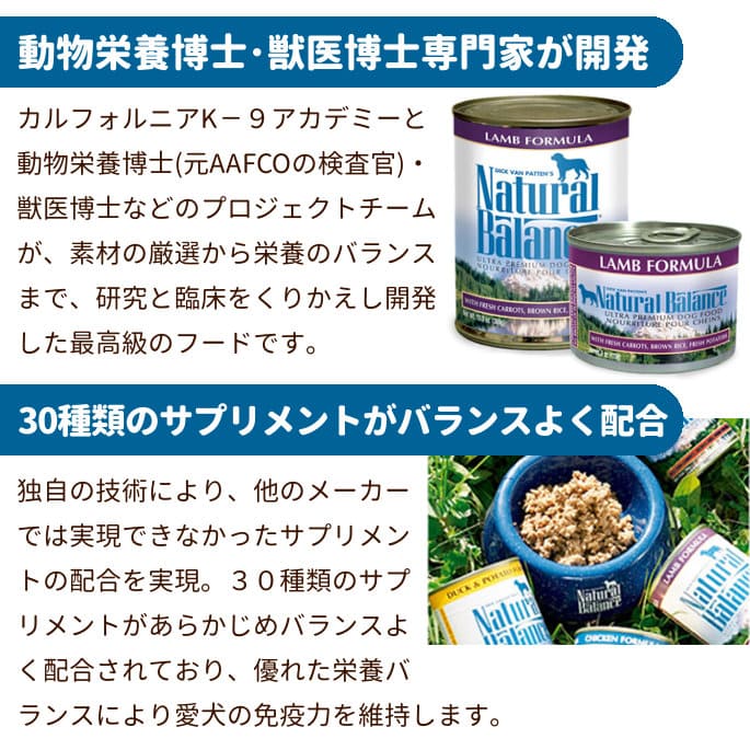 ナチュラルバランス 缶詰 ラム＆ブラウンライス ドッグ缶 369g×24缶
