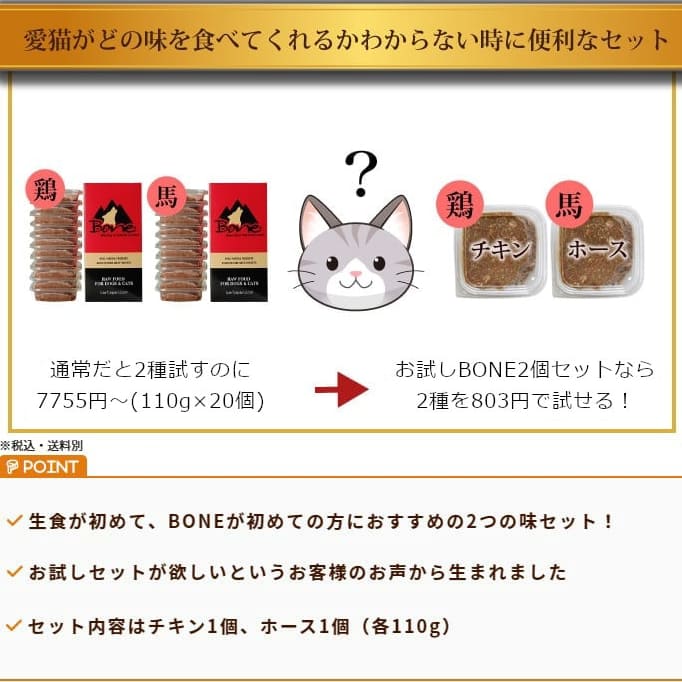 猫用BONE お試しセット 110g×2個 通販・帝塚山ハウンドカム