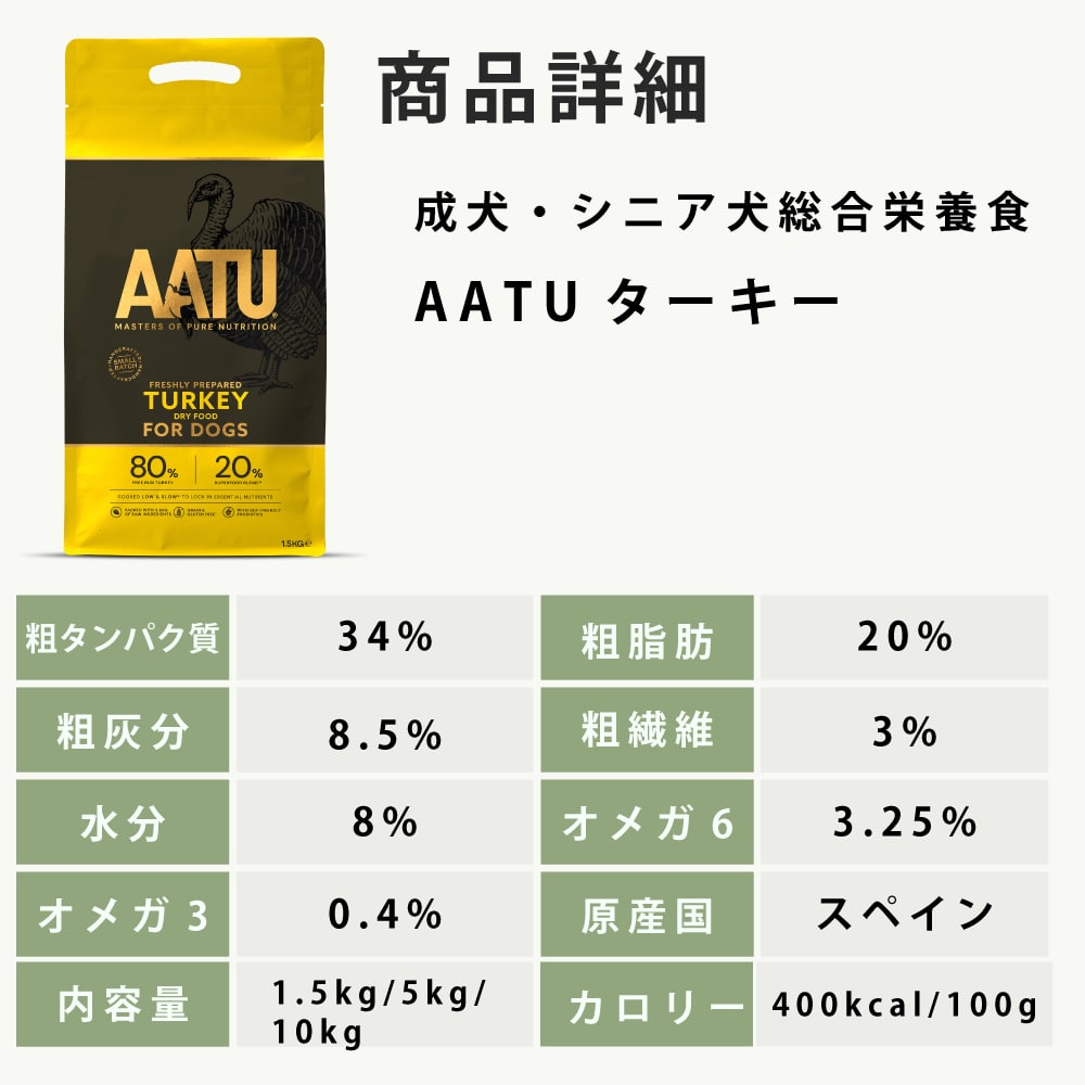 AATU（アートゥー） ターキー｜ドッグフードの通販・帝塚山ハウンドカム
