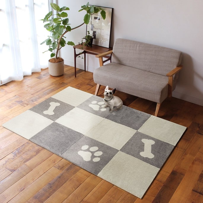 冬用ふかふか タイルカーペット ピタペトモ 45×45cm 帝塚山ハウンドカム