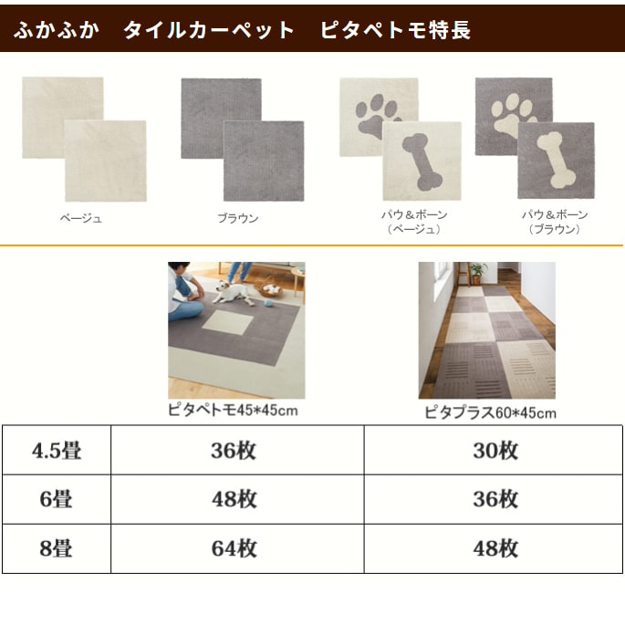 �դ��դ��������륫���ڥåȡ��ԥ��ڥȥ⡡45��45cm��12�祳���ǥ��å�