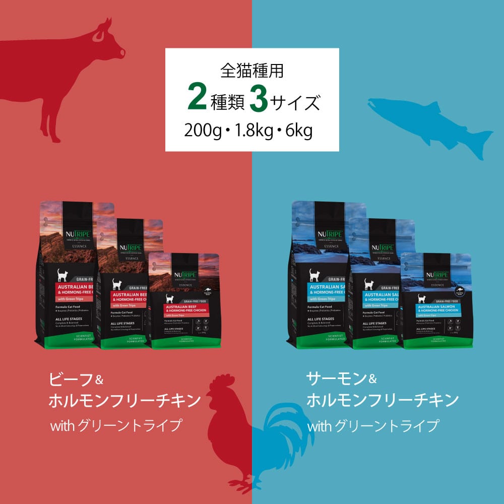 猫用 ニュートライプドライ ビーフ＆チキンwithグリーントライプ 200g