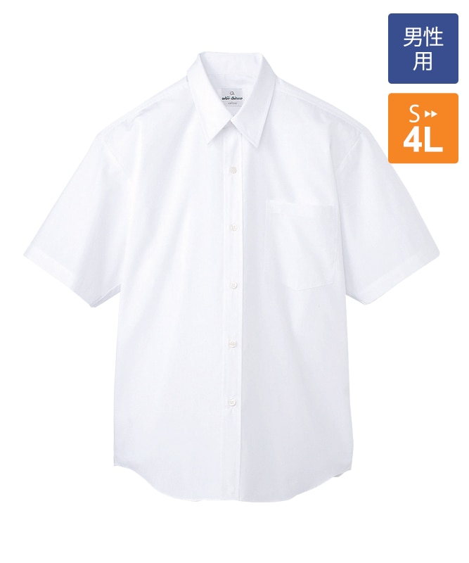ゴルフィッカーズ半袖シャツ　ホワイト カジュアルシャツ メンズ 半袖 開襟シャツ 無地 ジャガード シンプル