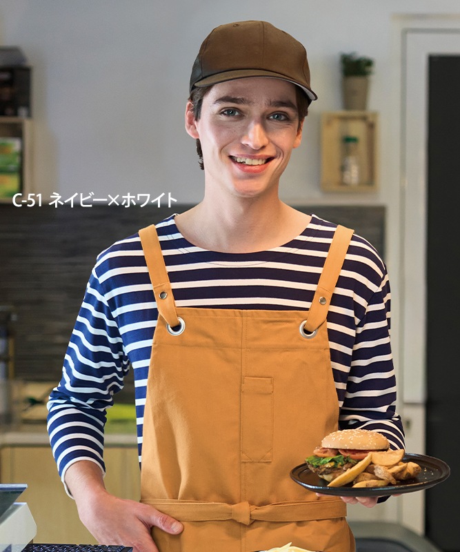 ボーダーバスクシャツ七分袖[男女兼用][チトセ製品] AS8253｜飲食店