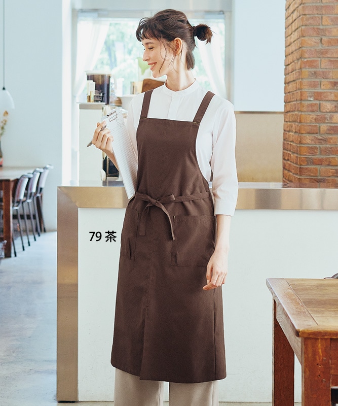 【新品未開封品】Mother ネイビーエプロン フリーサイズ 胸当てエプロン(X型)[男女兼用][ボストン商会製品] 27328｜飲食店制服