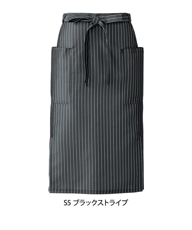 腰下エプロン(ストライプ・ミドル丈)[KAZEN製品] APK488-S