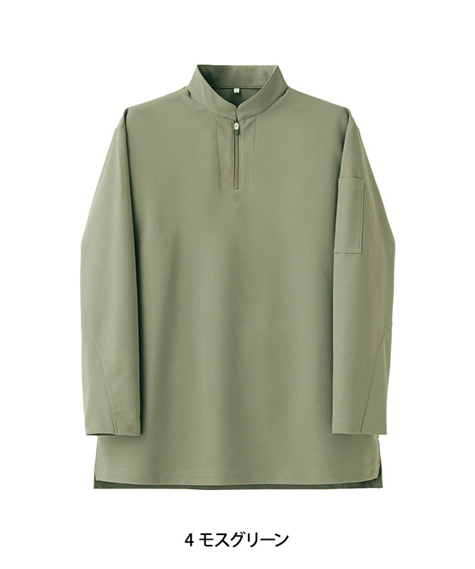 ZIP-UPスタンドカラーニットシャツ長袖[男女兼用][セブンユニフォーム