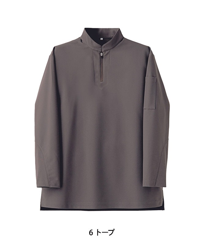 ZIP-UPスタンドカラーニットシャツ長袖[男女兼用][セブンユニフォーム