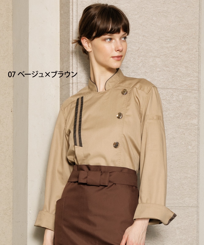 飲食店　制服　ユニフォーム　長袖ベージュ M サイズ5、Lサイズ4など17着あり 飲食店制服ユニフォーム長袖ベージュ M サイズ5、Lサイズ4など17