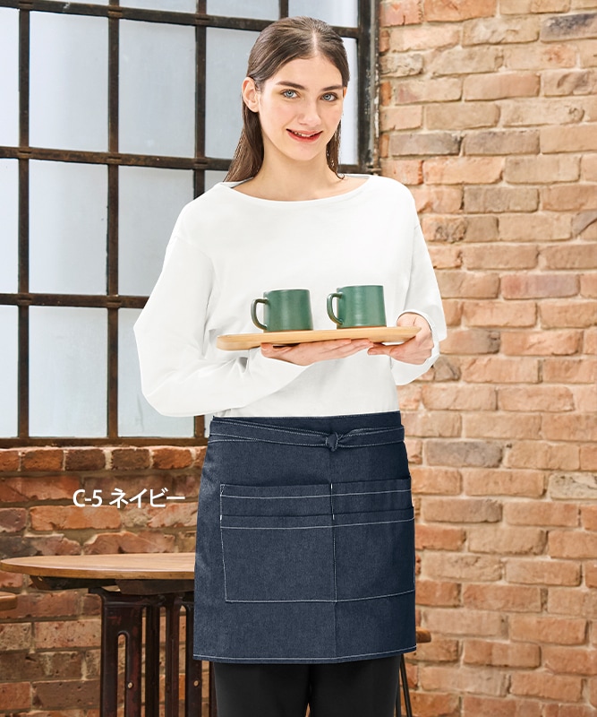 ショートエプロン(デニム)[チトセ製品] T8260｜飲食店制服・フード