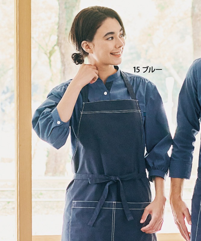 デニム調スタンドカラーシャツ七分袖[女子][ボストン商会製品] 24242