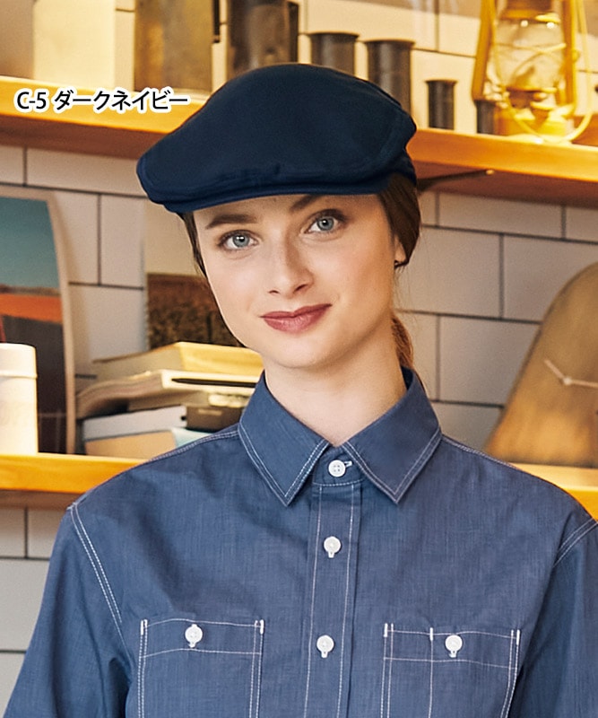 ダークブルー ストライプ ハンチング帽