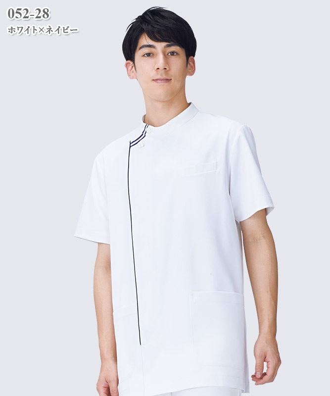半袖 ホワイト アレニエメンズジャケット半袖[KAZEN製品] 052-28｜THS-白衣通販