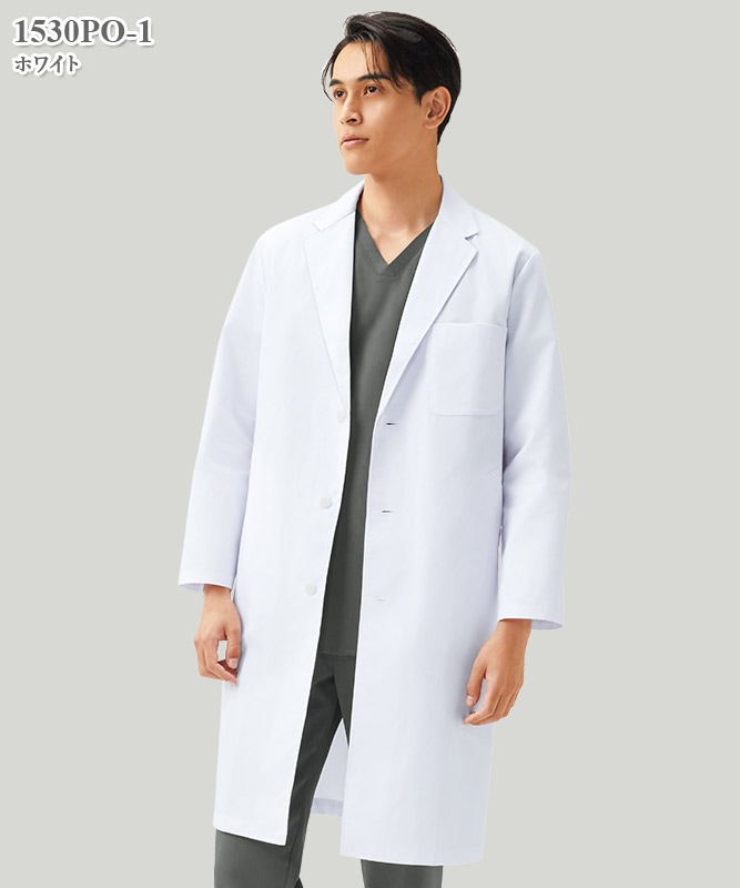 男子白衣シングル診察衣長袖[フォーク製品] 1530PO｜THS-白衣通販・販売