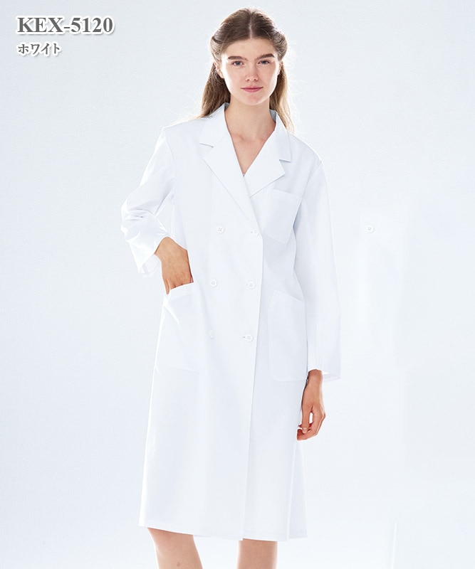 ケックスター女子白衣ダブル診察衣長袖[ナガイレーベン製品] KEX-5120