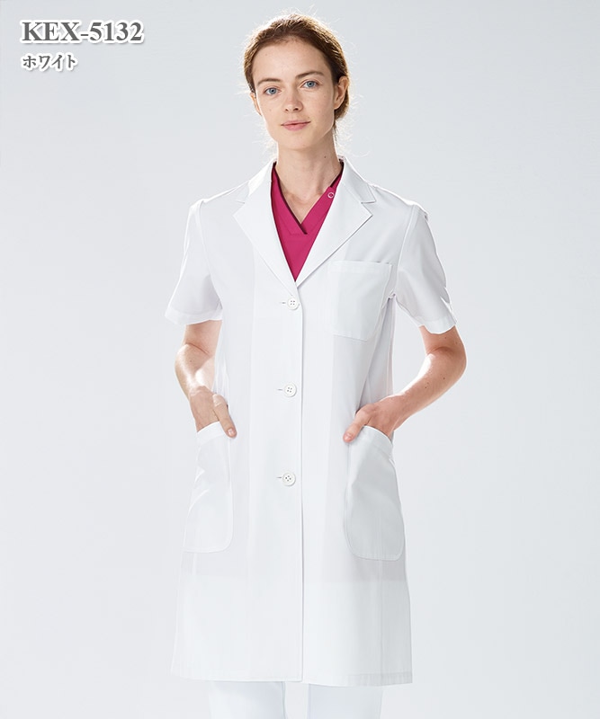 女子白衣シングル診察衣半袖[ナガイレーベン製品] KEX-5132｜THS-白衣