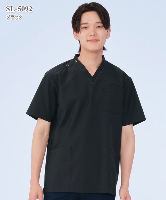 sk4425 RUELLE スポーツ　ブラ ダークブルー/XSサイズ　2点 男女兼用スクラブ半袖[ナガイレーベン製品] SL-5092｜THS-白衣通販・販売