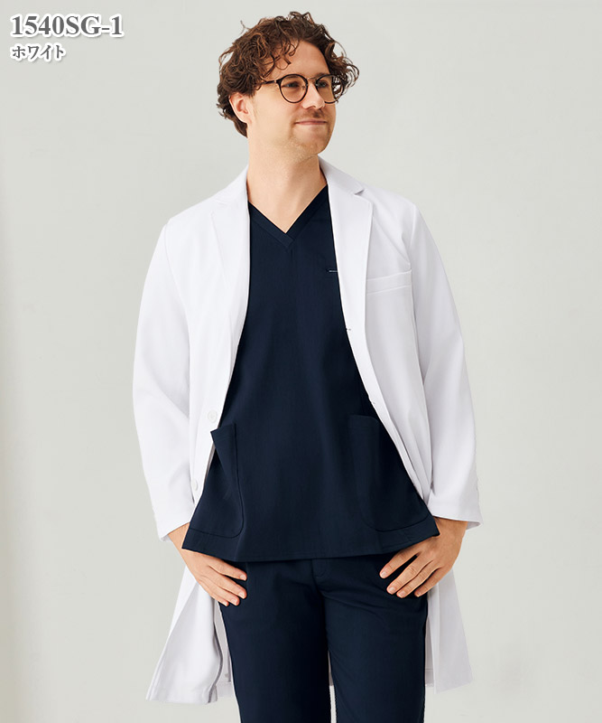 メンズ白衣コート長袖[フォーク製品] 1540SG｜THS-白衣通販・販売