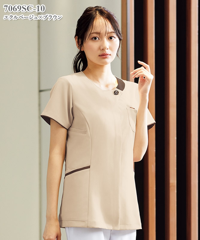 『天空ショウフク様』 専用 レディスジップスクラブ半袖[フォーク製品] 7069SC｜THS-白衣通販・販売