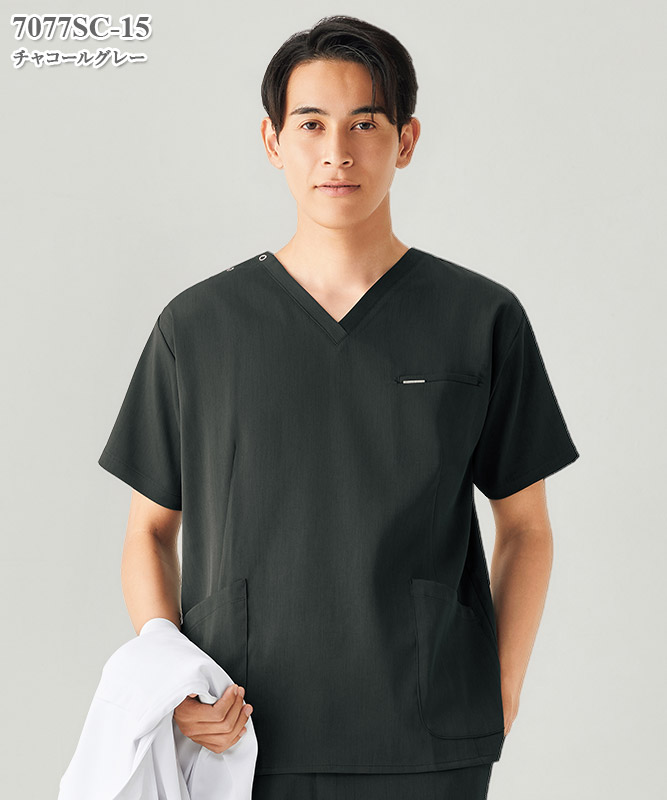 メンズスクラブ半袖[フォーク製品] 7077SC｜THS-白衣通販・販売