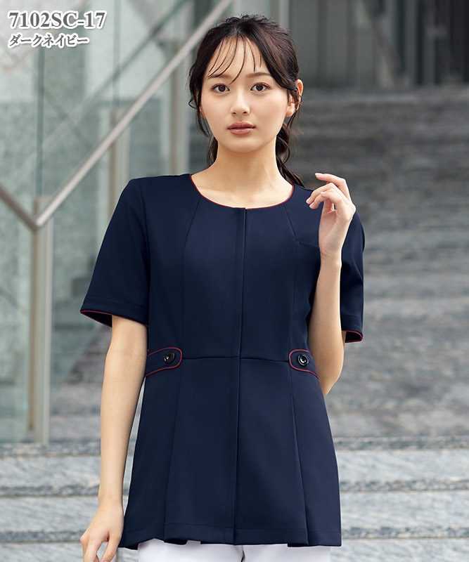 レディススクラブ半袖[フォーク製品] 7102SC｜THS-白衣通販・販売