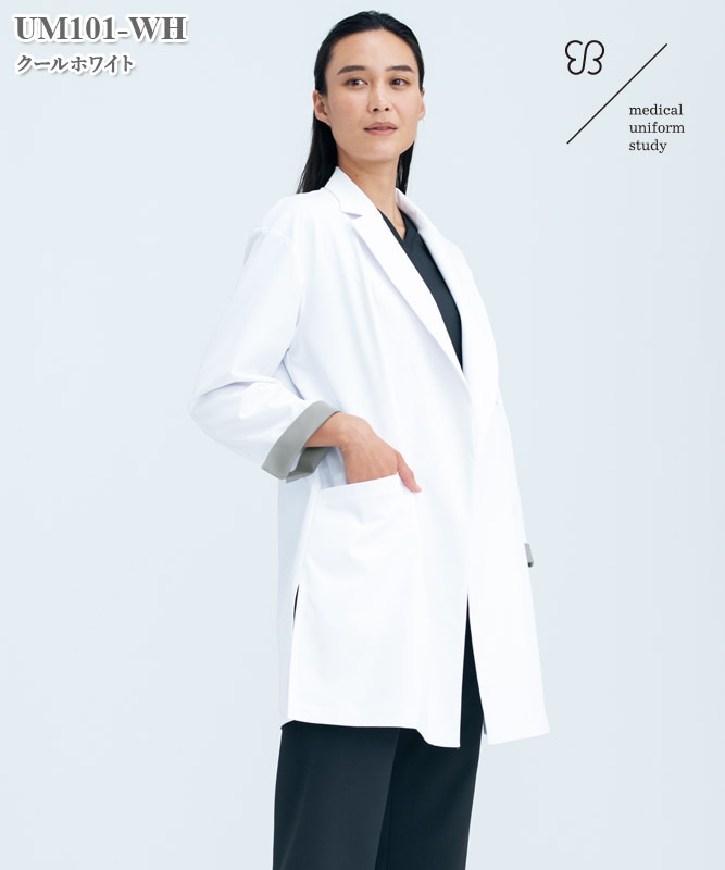 ukaメディカルユニフォームスタディ 男女兼用白衣ドクターコート長袖