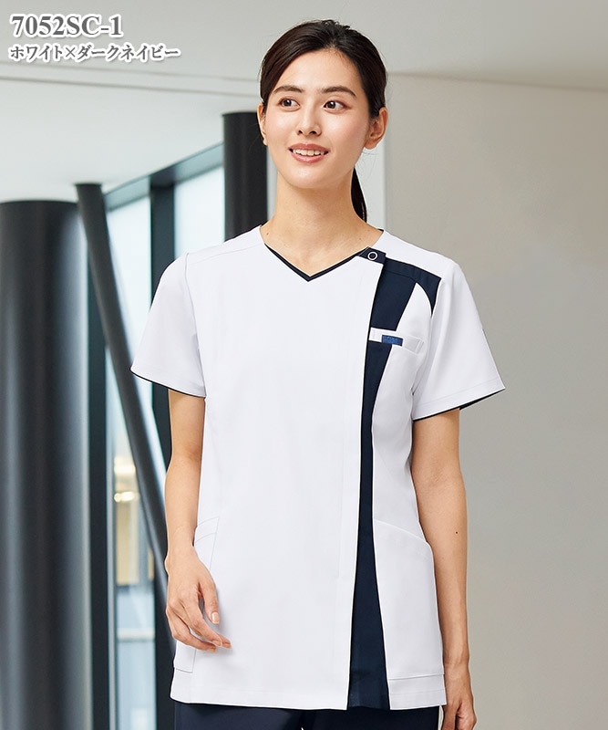 レディスジップスクラブ半袖[フォーク製品] 7052SC(□加工内容 [ネーム