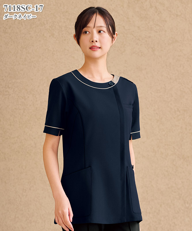 女子チュニック半袖[フォーク製品] 7118SC｜THS-白衣通販・販売