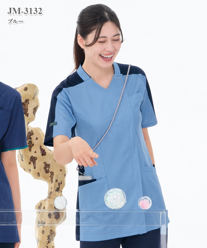 男女兼用ニットシャツ半袖[ナガイレーベン製品] JM-3132｜THS-白衣通販