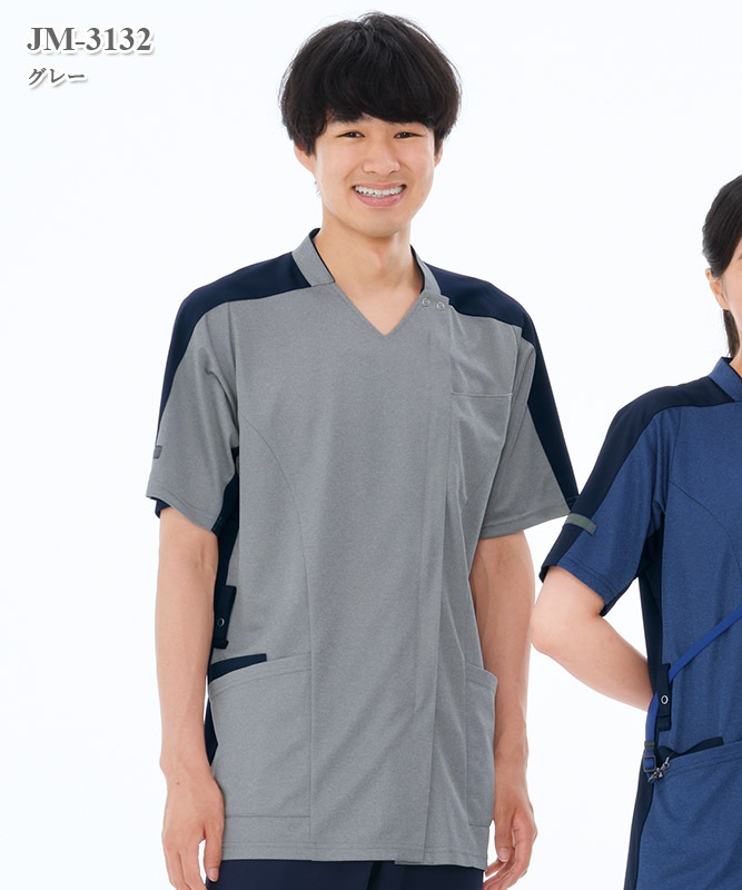 男女兼用ニットシャツ半袖[ナガイレーベン製品] JM-3132｜THS-白衣通販