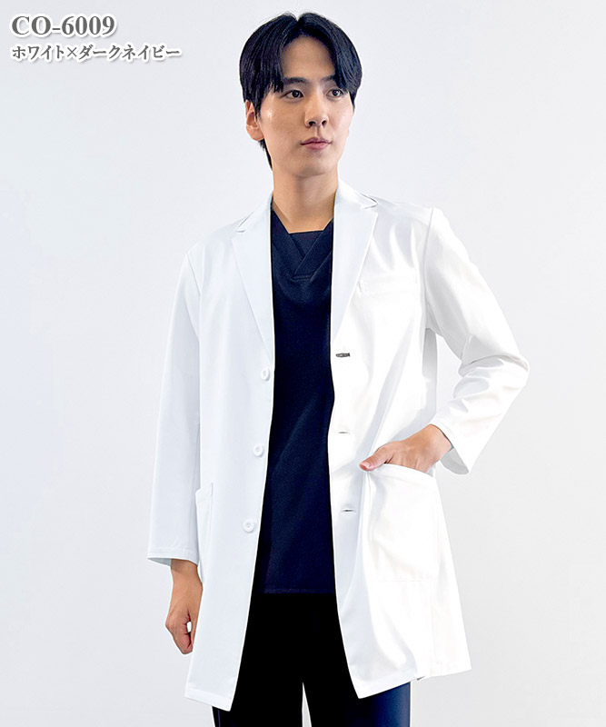メンズ白衣ショートドクターコート長袖[オンワード製品] CO-6009｜THS
