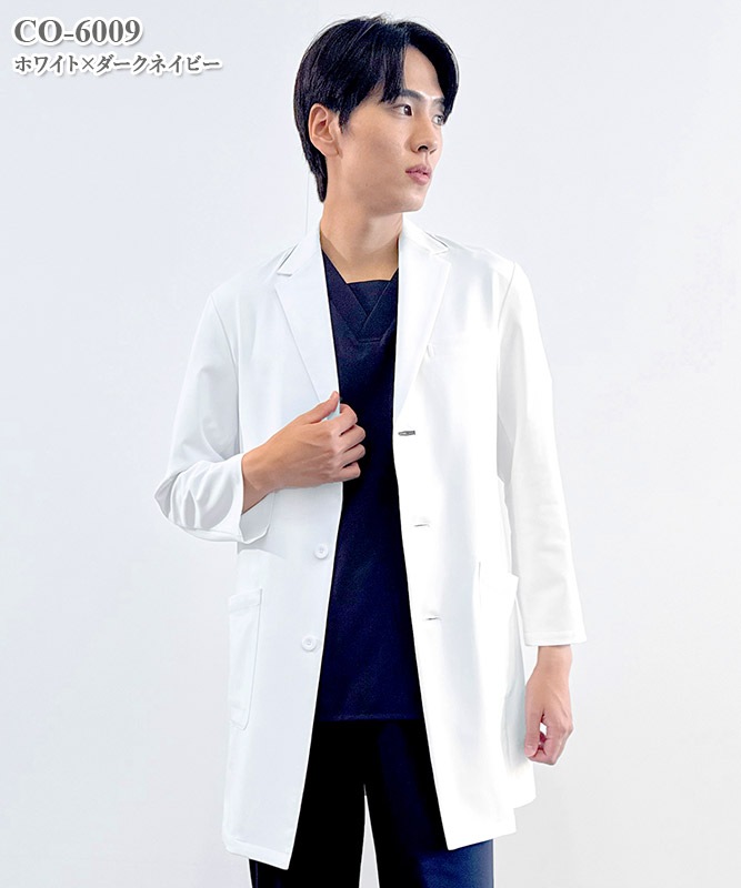 メンズ白衣ショートドクターコート長袖[オンワード製品] CO-6009｜THS