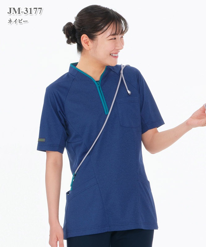 男女兼用ニットシャツ半袖[ナガイレーベン製品] JM-3177｜THS-白衣通販