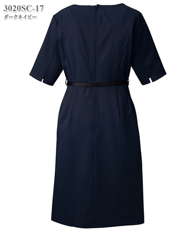 ベルト付きワンピース五分袖[フォーク製品] 3020SC｜THS-白衣通販・販売