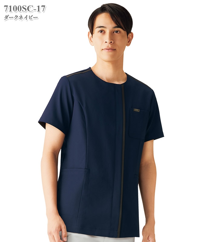 男女兼用ジップスクラブ半袖[フォーク製品] 7100SC｜THS-白衣通販・販売