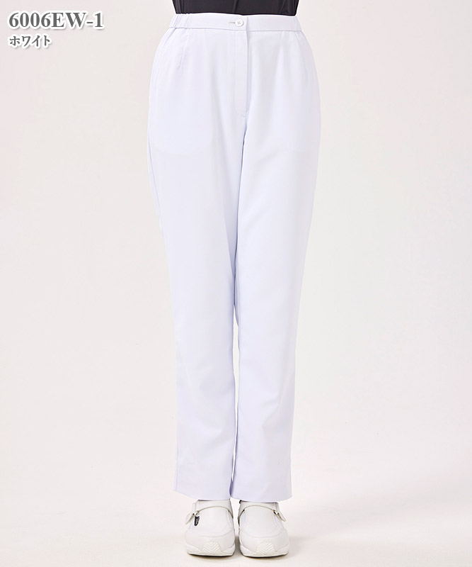 未使用　me　 ホワイト ストレートパンツ 女子ストレートパンツ(脇ゴム)[フォーク製品] 6006EW｜THS-白衣通販・販売