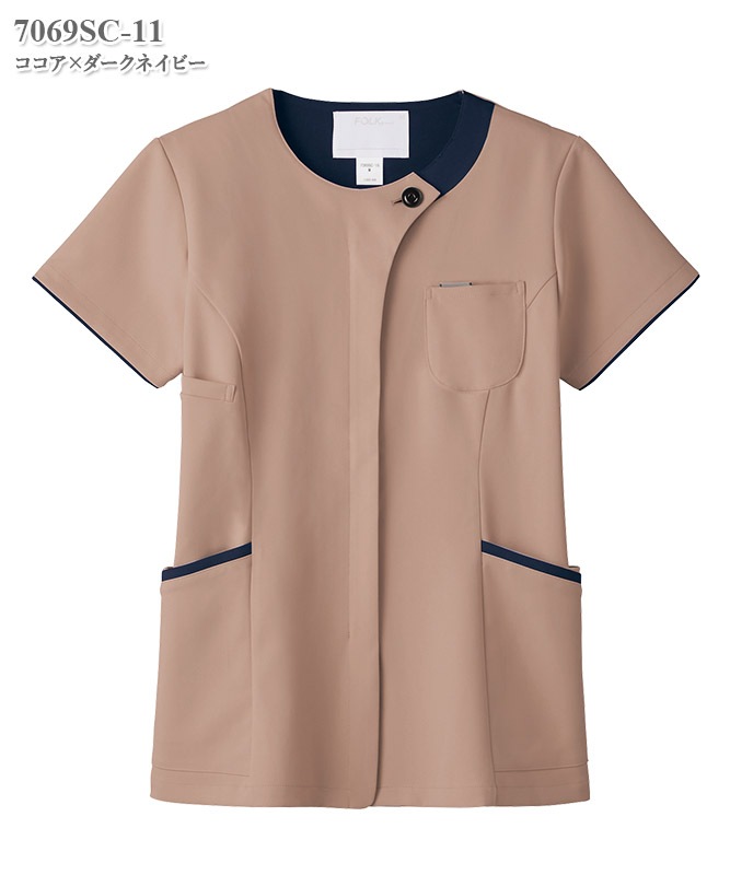 レディスジップスクラブ半袖[フォーク製品] 7069SC｜THS-白衣通販・販売