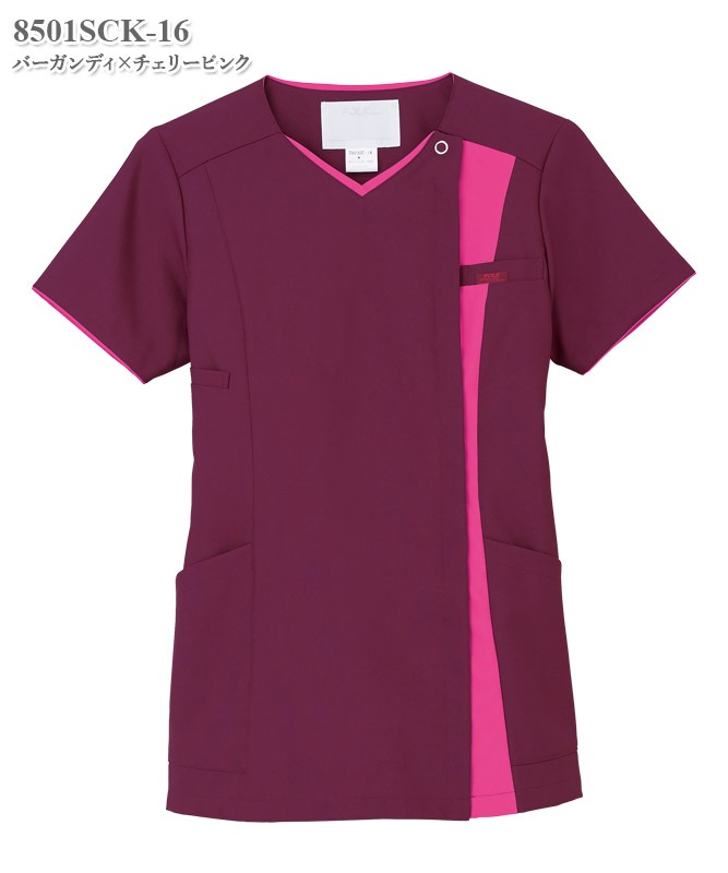 レディスジップスクラブ半袖[フォーク製品] 8501SCK｜THS-白衣通販・販売