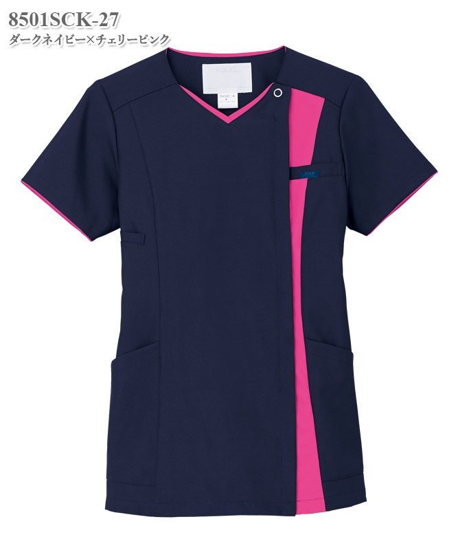 レディスジップスクラブ半袖[フォーク製品] 8501SCK｜THS-白衣通販・販売