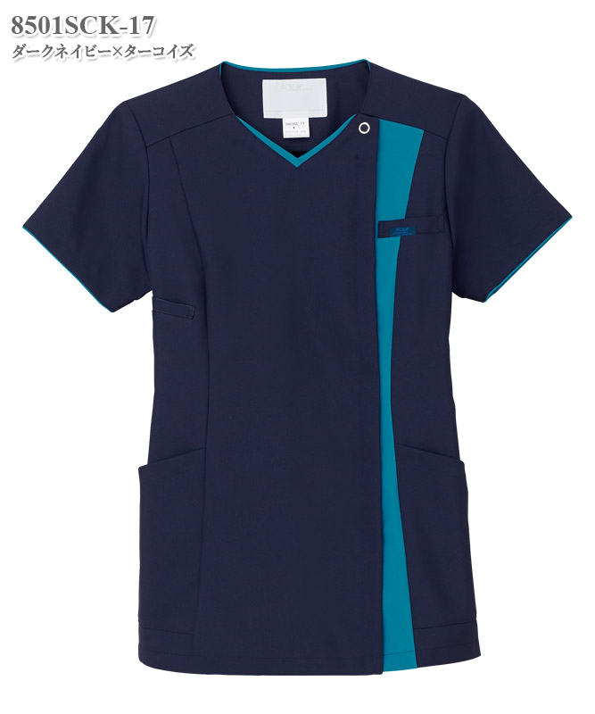 レディスジップスクラブ半袖[フォーク製品] 8501SCK｜THS-白衣通販・販売