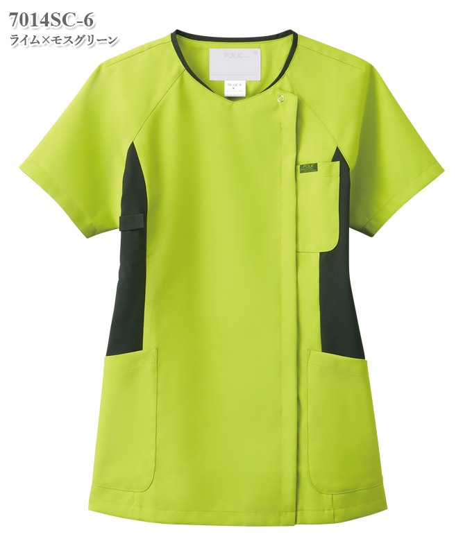 女子ジップスクラブ半袖[フォーク製品] 7014SC｜THS-白衣通販・販売