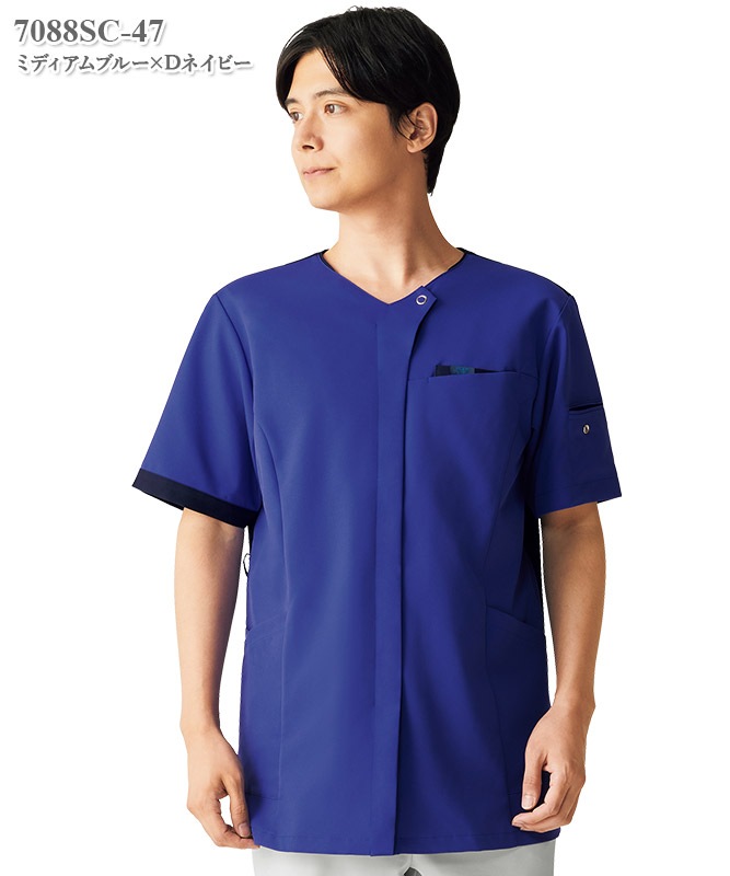 男女兼用ジップスクラブ半袖[フォーク製品] 7088SC｜THS-白衣通販・販売