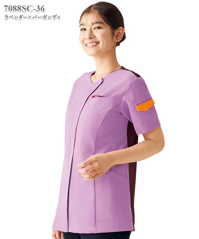 男女兼用ジップスクラブ半袖[フォーク製品] 7088SC｜THS-白衣通販・販売