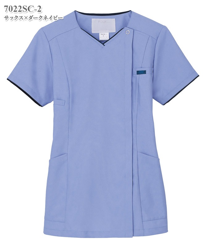 レディスジップスクラブ半袖[フォーク製品] 7022SC｜THS-白衣通販・販売