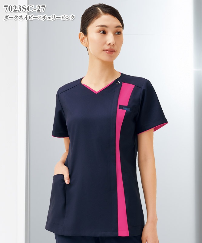 りょさん専用 レディスジップスクラブ半袖[フォーク製品] 7023SC｜THS-白衣通販・販売