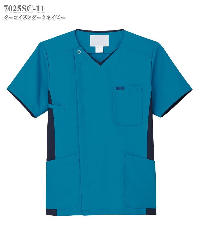 メンズジップスクラブ半袖[フォーク製品] 7025SC｜THS-白衣通販・販売